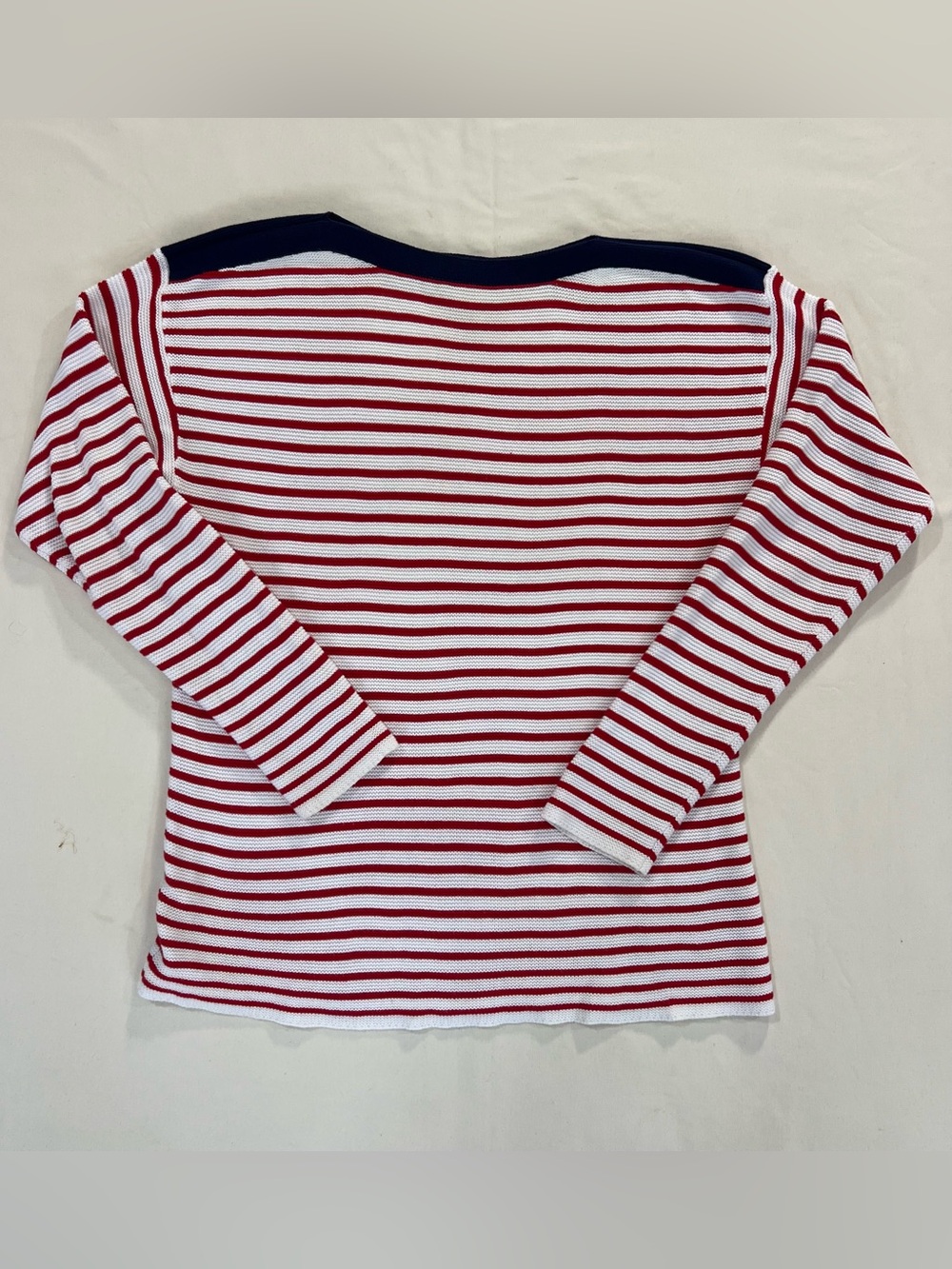Vineyard Vines Nautical Red & White Striped Boatneck Pullover Top